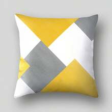 1pc/Set, Yellow Gray Rhombus Block - Gray Black Blue Home Geometric - Gray Multi-Size Printed Pillowcase, With Zipper, Machine Washable, Polyester, Suitable For Various Rooms, Printed Throw Pillow Cover, Indoor/Outdoor Washable Pillowcase, Home Decor, Room Bed Sofa Chair Cushion Cover, Spring/Summer Mother's Day Wedding Birthday Theme Party Supplies, Holiday Accessories, Digital Printed Fashion Minimalist Sofa Office - Multicolor - View 15