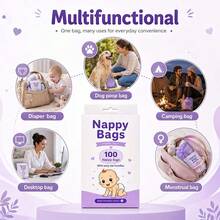 100 Diaper Bags Thickened Vest Portable Poop Bags Suitable For Diaper Pail Replacement Bags Travel Diaper Bag Dispenser Diaper Pail Accessories - Multicolor - View 5