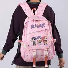 Miniso 3Pcs Pink Mermaid Scale Backpack Set, Cartoon Girl Character Print Rucksack With Matching Lunch Bag & Pencil Case, For School, Picnic, Weekend Trip, C - Pink - View 3