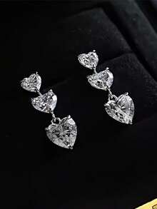 1 par de elegantes pendientes de circonita cúbica para mujer, joyería para boda, compromiso y fiesta, regalo del Día de San Valentín - 1# - Ver 4
