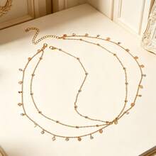 1 pieza Accesorio para el cabello de cadena de cabeza con colgante de borla en forma de corazón, estilo bohemio de vacaciones, cadena de strass multicapa - Dorado - Ver 6