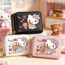 1 buah Dompet Resleting Sanrio dengan Dua Slot Kartu dan Kantong Koin, Dompet Pendek Modis dengan Desain Ilustrasi Kartun Hello Kitty yang Cerah, Dompet Koin untuk Perjalanan, Tas Tangan Mini yang Lucu, Perlengkapan Belanja Perjalanan, Hadiah Liburan yang Praktis - QB-B-SLO-08 - View 1