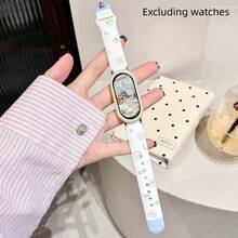 1pc Silicone Strap + 1pc Silicone Protective Case Combo, Cute Cartoon Soft Rabbit Print Silicone Pattern Design, Suitable For Xiaomi Band 10/9/8 Size, Quick Detachable Buckle Design, Supports NFC Version Sharing, Smart Sports Accessory, Couple Matching Strap - Multicolor - View 12