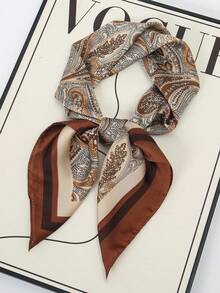 1pc Faux Silk Printed Square Scarf Headband Fashionable Multi-Functional Small Neck Scarf Suitable For Daily Use - Multicolor - View 2