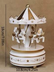 1pc Rotating Carousel Music Box, Mechanical Driven, No Battery Required, Cake Shaped, Gift, Valentine's Day, Christmas Gift, Decorative Ornament - A - View 3