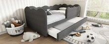 Daybed 90x190cm, Sleeper Sofa, Grey Linen Without Mattress - Grey - View 9