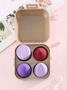 4pcs Makeup Sponge Set With Storage Box, Wet & Dry Dual-Use Makeup Sponges For Foundation, Concealer, Powder, Practical Vanity, Bedroom, Travel Makeup Accessories, Practical Daily Necessities, Ideal Christmas/Holiday Gift For Women - Multicolor - View 2