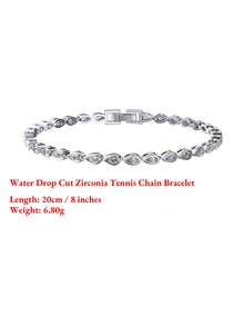 ORSA JEWELS 1 PC Luxury 925 Sterling Silver 14K Gold Plated Tennis Bracelet Zirconia Hand Chain Women Jewelry For Birthday Anniversary Day Wedding Christmas Gift - Silver - View 10