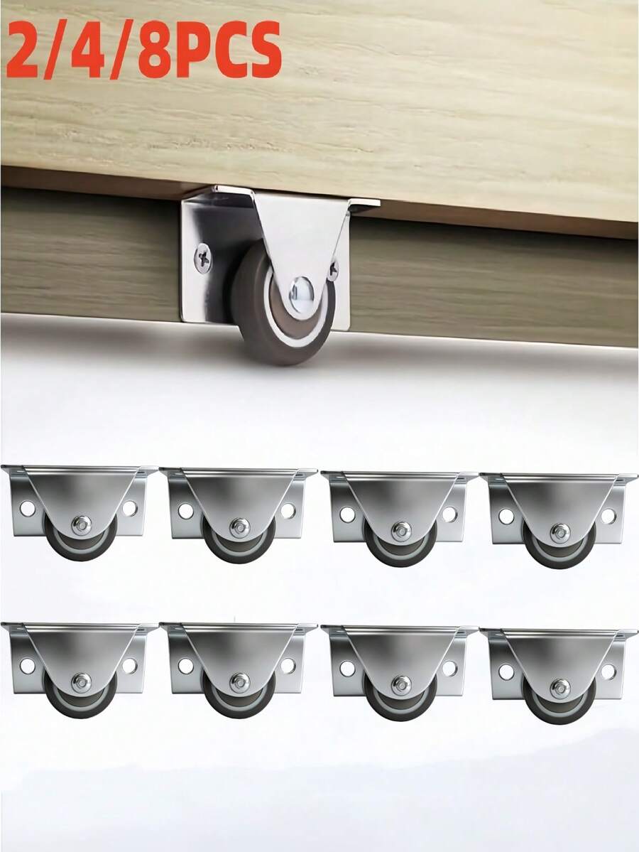 2/4/8pcs Silent Rubber Casters, Drawer Wheels, Suitable For Furniture, Cabinets, Tables, Side-Mount Low-Profile Replacement Wheels - Side-mounted Wheels - View 1