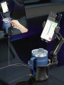 2-in-1 Universal Auto Getränkehalter Handyhalterung, verstellbare Basis Auto Getränkehalter Erweiterungshalter kompatibel mit iPhone und Android Handys, Geburtstagsgeschenk, Auto Zubehör für Familie und Freunde, Auto Handyhalter - Schwarz - Übersicht 2