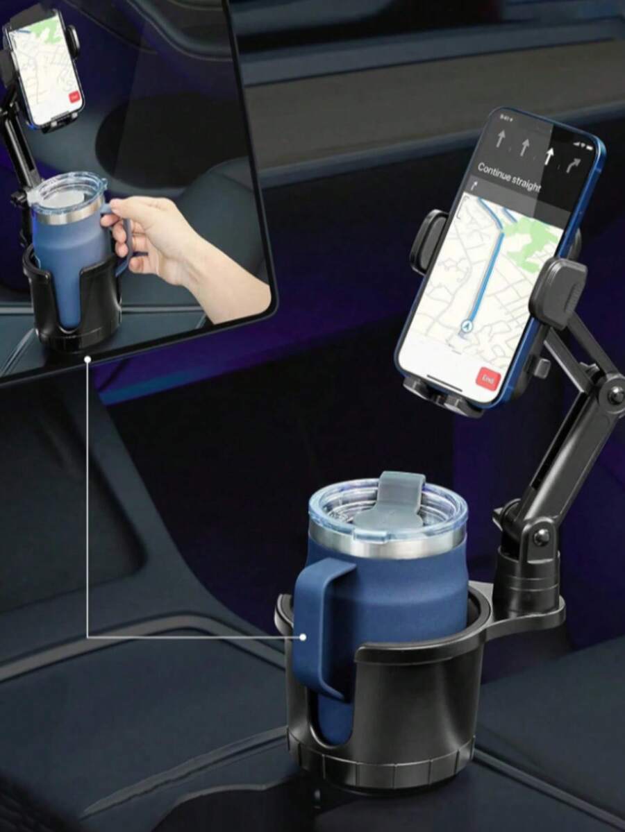 2-in-1 Universal Auto Getränkehalter Handyhalterung, verstellbare Basis Auto Getränkehalter Erweiterungshalter kompatibel mit iPhone und Android Handys, Geburtstagsgeschenk, Auto Zubehör für Familie und Freunde, Auto Handyhalter