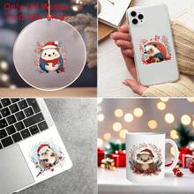 12pcs Watercolor Winter Christmas Hedgehog Transfer Paper UV DTF Waterproof & Scratch-Resistant Vinyl Transfer Paper For DIY Crafts, Cups, Home Decor, Christmas Wall Removable, Holiday Decor Accessories, Holiday Graphic Designs Featuring Snowy - Multicolor - View 3