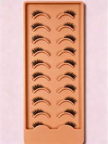 10 Pairs Cat Eye Half Lash False Eyelashes, Natural Eye-Enlarging, Versatile For Dates And Vacations, Ge Zhai, Fairy Hair Accessories, Thick Eyelashes, Tip Eyelashes, Dense Eyelashes, Eyelash Rod Care, Grow Eyelashes One By One, Use Eyebrow Brush To Create Cat Eye Makeup, Pair With Yukata, Nail Care Products, Eyelash Care Products And Holiday Accessories - Multicolor - View 3