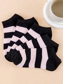 4 Pairs Women's Ankle Socks - Pink Wide Stripe - Lightweight Comfortable Knit For Casual Everyday Spring Summer - Multicolor - View 3