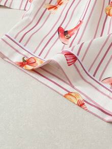 Women's Halloween Print Short Sleeve Shorts Bubble Crinkle Pajama Set - Red Violet - View 7