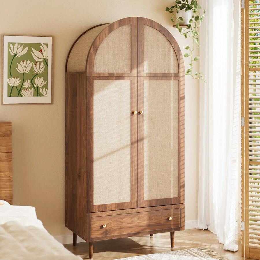 Hall Tree Coat Rack - Brown Wood Finish For Entryway And Hallway - 棕色 - 查看 1