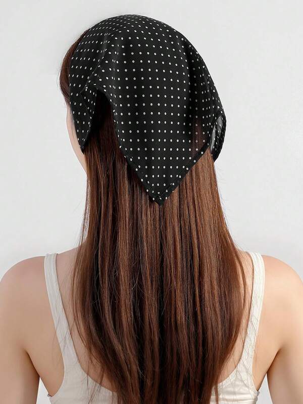 1pc Women's Vintage Polka Dot Print Tie Bandana Headscarf, Street Style Holiday Casual Daily Wear, Festival Gift
