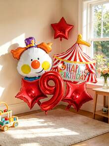 7pcs Circus Theme Foil Birthday Balloons, Suitable For Theme Party, Children's Birthday Party, 100 Days Celebration And Amusement Park Theme Decoration - View 1