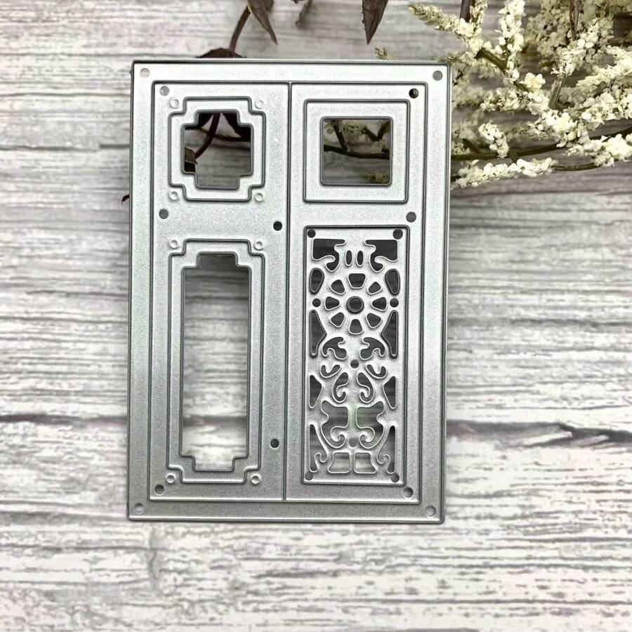 Cetakan Pemotong Logam Berbentuk Pintu, Templat Embossing Kartu Buatan Tangan DIY, Cetakan Kertas Dekorasi Foto, Pembuatan Kartu Scrapbooking - putih keperakan - View 1