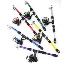 1.8m Telescopic Fishing Rod Combo Set: Includes Spinning Reel, Lures, Hooks And Travel Rod Case, Suitable For Freshwater And Saltwater Fishing Beginner Set - Blue - View 2