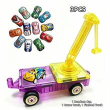 磁力車組 - 磁力車底盤，適用於磁力玩具 STEM 拼砌積木玩具配件，與磁力積木相容，耐用輪子，適合 3 歲以上男孩女孩的創意遊戲教育玩具 (隨機顏色) - 彩色 - 查看 18