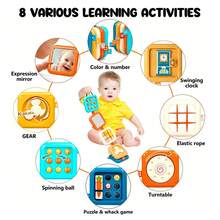 Mainan Sensorik Bayi Lipat 5-in-1 untuk Perjalanan, Kubus Aktivitas Gantung Portabel untuk Kereta Dorong/Tempat Tidur Bayi, Mainan Gelisah untuk Melatih Keterampilan Motorik Halus ala Montessori, Usia 18 Bulan ke Atas - MultiWarna - View 7