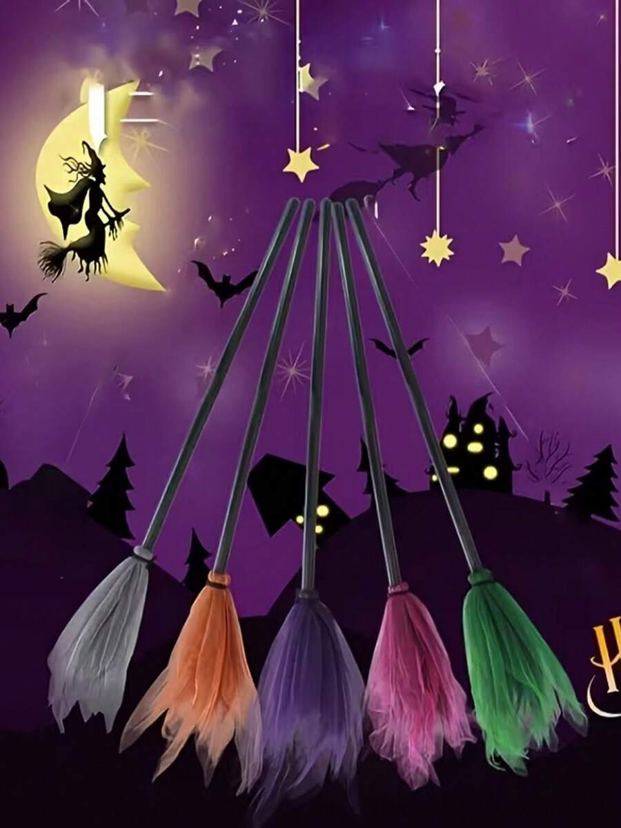 1pc Halloween Witch Broom DIY Magic Broom Cosplay Prop Suitable For Halloween, Theme Party, Costume Party, Stage Performance