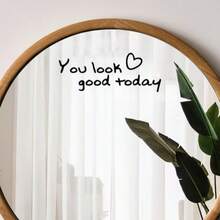 1/3pcs "You Look Great Today" Wall Sticker, PVC Waterproof Self-Adhesive, Suitable For Living Room, Bedroom, Bathroom Mirror Decoration, Enhancing The Elegance Of Home Decor - Motivational Letter Wall Stickers - View 5