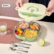 Cute Bento Box Adult, 304 Stainless Steel Lunch Box, Microwavable Food Container With Tableware, Portable Insulated Lunch Container With Handle, Leakproof Lunch Box For Student School, Japanese Bento Box, Metal Lunch Box - Multicolor - View 21