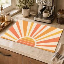 1pc 2D Flat Stove Protector Mat, Vintage Sun Pattern, Rubber Non-Slip Heat-Resistant Stove Cover Pad, Suitable For Induction Cooktop, Glass Stove, Multi-Functional Scratch-Resistant Mat, Best Choice For Oven, Washing Machine, Dryer, Kitchen Decor. - Multicolor - View 4