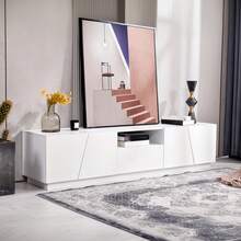 Modern TV Stand 170 Cm Patchwork Style White MDF - 白色 - 查看 5