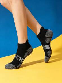 1/5/10/20 Pairs Women's Short Socks, Towel Bottom Striped Sports Socks, Comfortable Soft Anti-Slip Shock-Absorbing Running Socks - Multicolor - View 3