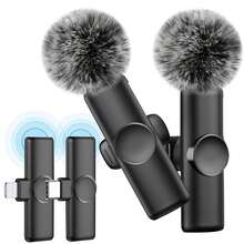 2.4G Wireless Clip-On Microphone Type-C Interface Plug And Play Ultra-Low Latency Built-In Noise Reduction Chip Suitable For Video Recording Interview Podcast Vlog 50mAh Rechargeable Battery - Black - View 3