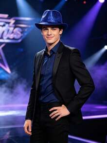 Adult Sequin Fedora Hat, Stage Performance Dance Party Costume Hat, Unisex - A - View 6