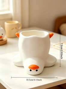 Cute Duck Shaped Pen Holder, Charming Creative Fun Desktop Accessory, Suitable For Storing Pens, Pencils Or Various Small Items,Back To School Season - One Size - View 3