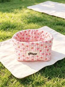 Cute Foam Quilted Desktop Items Storage Bucket Bow&Heart Print Makeup Basket Folding Floral Print Cosmetics Bag Household Sundries Storage Basket - Multicolor - View 8
