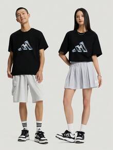 Adidas Unisex M LOGO TEE1 Short Sleeve Knit Collarless T-Shirt TLE1239 - Navy Blue - View 6