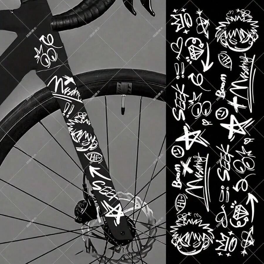 Graffiti Bicycle Frame Stickers | Matte PVC Material, Self-Adhesive, High Impact Resistance And Wear Resistance - Personalized Stickers - View 1