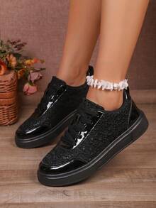2026 New Spring/Summer Floral Lace Hollow Women's Casual Sneakers,Lightweight Breathable Sporty Soft Sole Running Skate Shoes, RunsSmallOrderonesizeup - 品質黑 - 查看 3