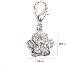 XKSRWE Dog Cat Collar Charm Rhinestones Paw Pendant Pet Accessory Jewelry - ColorA - View 2