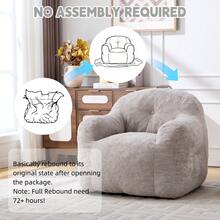 Modern European-American Style Beanbag / With Armrests / Plush Look Beanbag / No Assembly Required / Suitable For Living Room, Bedroom And Reading Corner - 淺灰色 - 查看 7