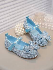 Girls' Summer Princess Flat Shoes With Bow Design, Versatile Daily School Shoes For Toddlers, Little Kids And Big Kids - Blue - View 5