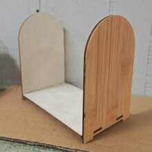 4pcs Wooden Bookends, Non-Slip Book Shelf Bookends, Heavy Duty Bookends, Books/CD Shelf, Bamboo Bookends, Black Metal Base, Suitable For Books And Decor, Perfect For Home, Bookshelf Corners, Holiday Gifts - Multicolor - View 6