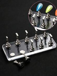5 buah Stand Display Nail Art Magnetik, Tempat Latihan Kuku Akrilik, Rak Display Nail Art DIY untuk Salon Kuku - MultiWarna - View 7