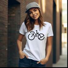 Camiseta Gráfica de Bicicleta con Estampado Vívido para Mujer, Top de Verano de Algodón Premium, Ropa Deportiva, Camiseta para Mujer, Ropa de Senderismo, Unisex - Blanco - Ver 1