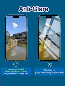ZYSHI 2pcs Matte Privacy Screen Protector, 6.9 Inch, Smooth & Sensitive Touch, Compatible With IPhone 17/16 Pro Max/16 Pro/16/16 Plus/15 Pro Max/15/15 Pro/15 Plus/14 Pro Max/14 Pro/14/14 Plus/13 Pro Max/13/13 Pro/12/11, With Black Frame Silk Screen Printing - Black - View 3