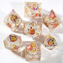 7-Piece Full Set Multi-Sided Dice, High-Transparency Crystal Resin With Embedded Laser Holographic Glitter And Blue Dragon Pattern, Paired With Silver Numbers, Owl Details Come Alive With Dynamic Presence Under Light, Creating A Magical Atmosphere. Suitable For D&D Tabletop Games, Smooth And Transparent Hand Feel, A Personalized Collection For RPG Players And Dragon Theme Enthusiasts. - Multicolor - View 8