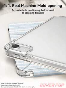 藍色條紋與椰子樹圖案平板保護殼，相容 iPad 9.7/10.2/10.5/10.9/12.9/Pro 11、第 10 代、Galaxy Tab S6 Lite 10.4"、Kindle Paperwhite 第 12 代 2024、Kindle (第 11 代-2024)，柔軟防震，智慧支架/自動喚醒/睡眠，Y 型折疊平板保護套，多種觀看角度，夏季海洋元素 - 彩色 - 查看 4