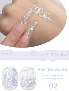 MISS SHAKA 10ml 5-In-1 One-Step Summer Nail Gel Polish, Powder Blue Gold Glitter Sequin, 2026 Super Shiny Galaxy White Fine Glitter, All-Season Popular Color Gel Nail Art Mini Set Series Nail Supplies - Multicolor - View 19