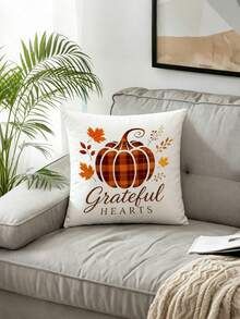 4pcs,American Country Vintage Thanksgiving Plaid Style Pillow Covers,Home Decor,Gift,Polyester Material,Hidden Zipper,No Filling,Suitable For Halloween,Thanksgiving Home Decor,Living Room Decor,Pillow Covers,Cushion Covers,Sofa Decorative Cushions,Pillow Covers,Lumbar Pillow Covers,Soft Cushions. - Multicolor - View 5